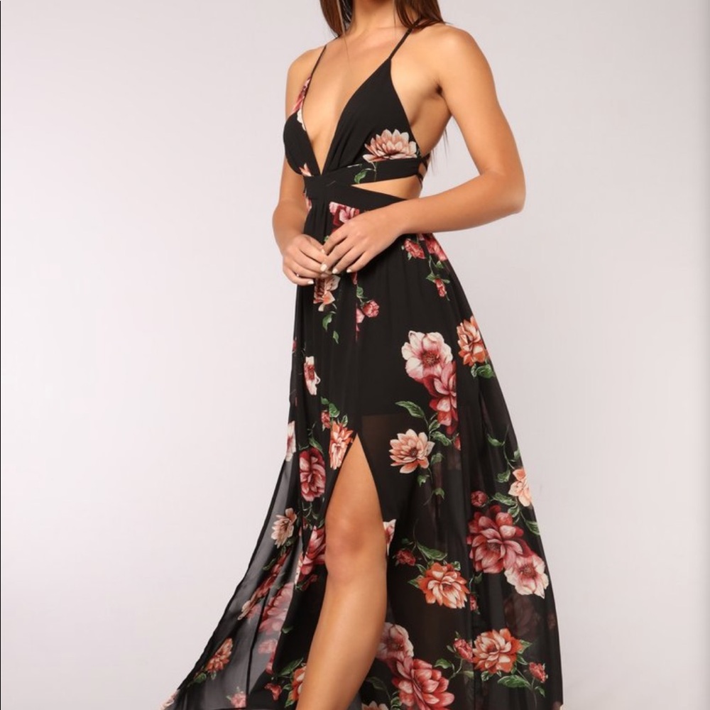 Floral chiffon maxi dress